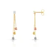 Boucles d'oreilles 3 ors 750 pendants boules zirconias