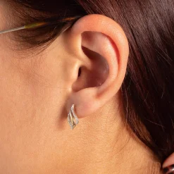 Boucles d'oreilles or 750 2 tons diamants