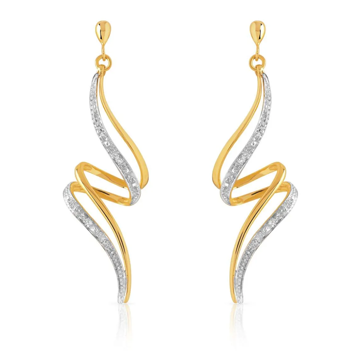 Boucles d'oreilles or 750 2 tons diamants