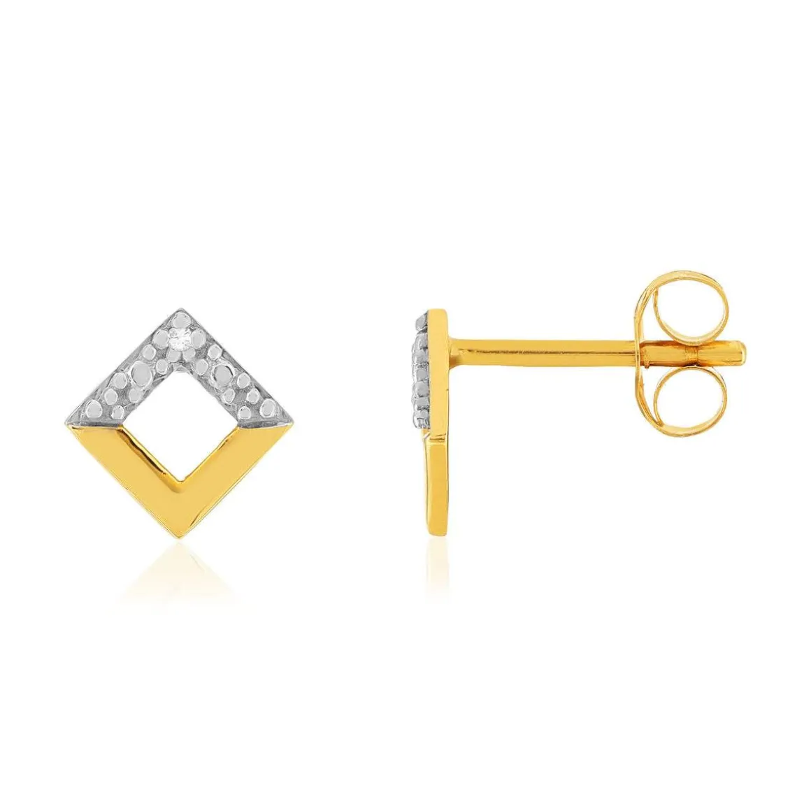 Boucles d'oreilles or 375 2 tons diamants