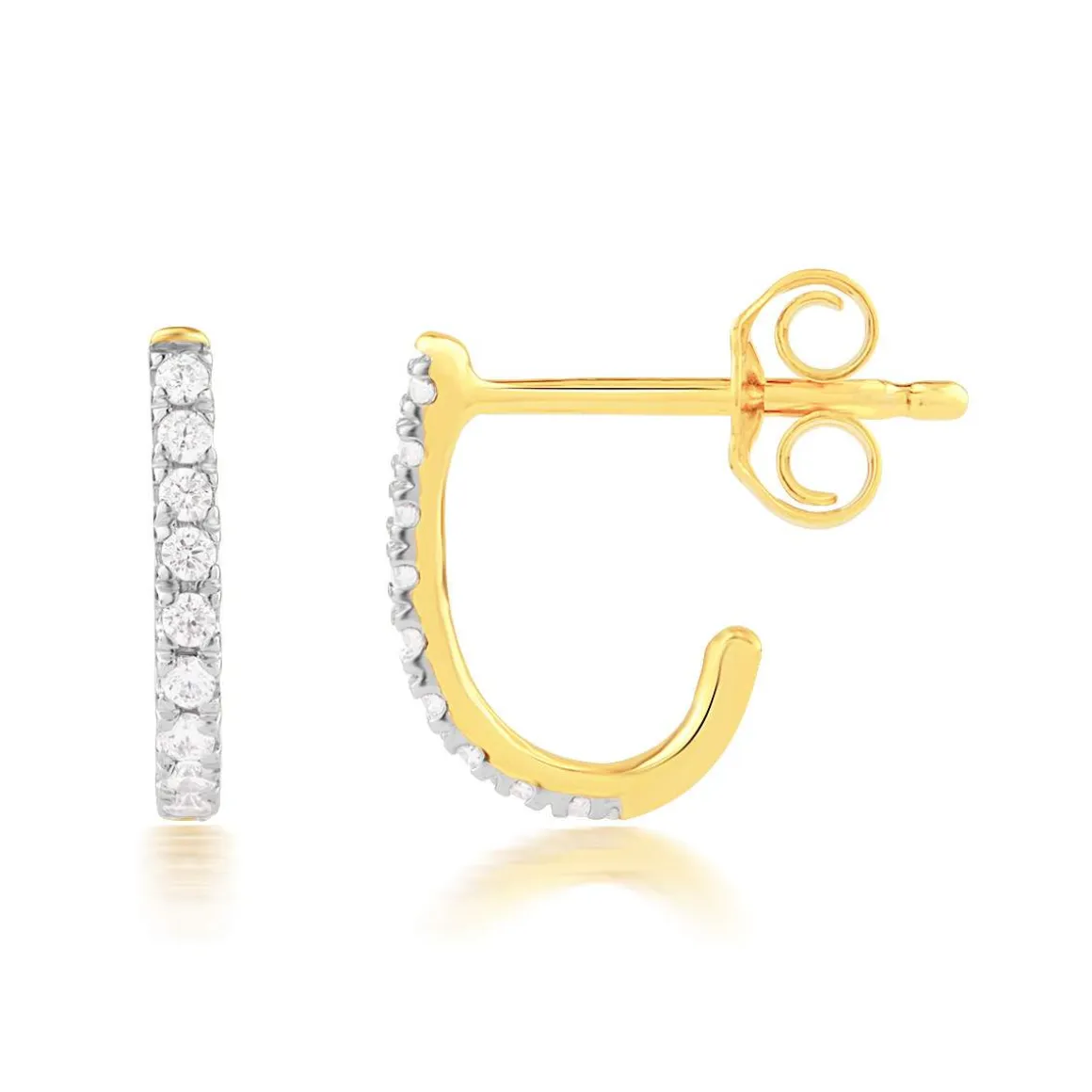 Boucles d'oreilles or 750 2 tons diamants