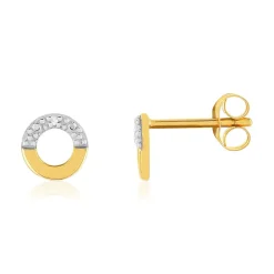 Boucles d'oreilles or 375 2 tons diamants