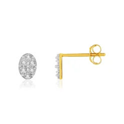 Boucles d'oreilles or 375 2 tons diamants