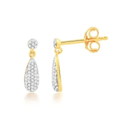 Boucles d'oreilles or 750 2 tons diamants
