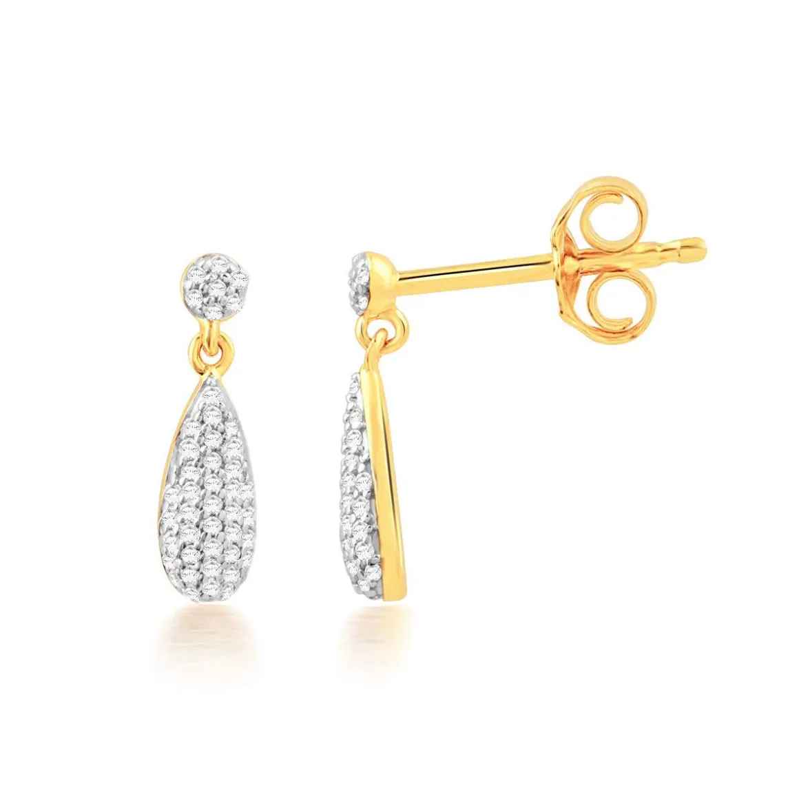 Boucles d'oreilles or 750 2 tons diamants