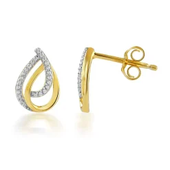 Boucles d'oreilles or 750 2 tons diamants