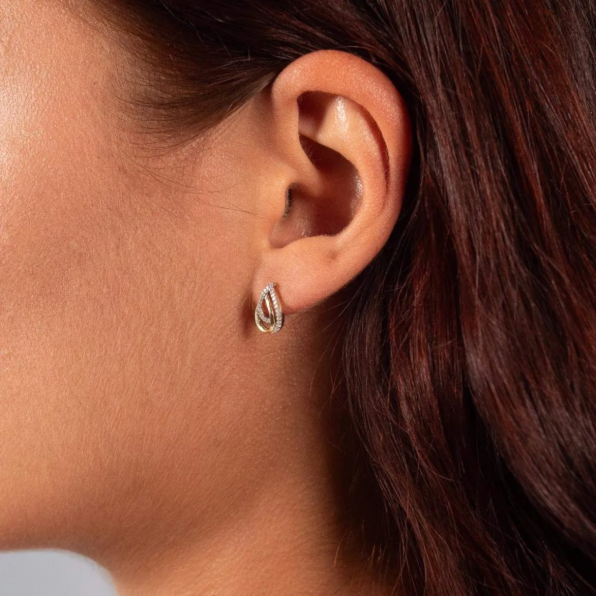 Boucles d'oreilles or 750 2 tons diamants