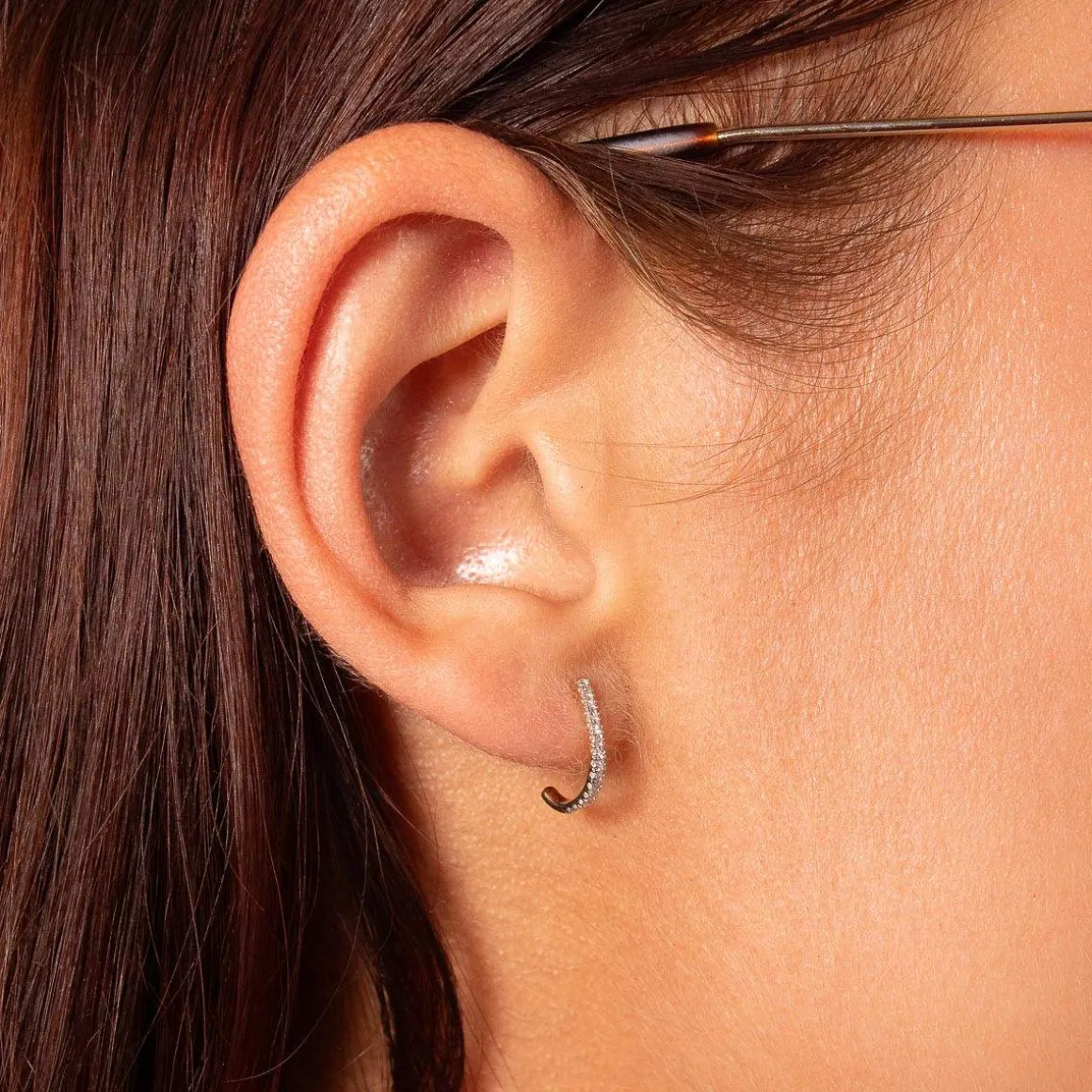 Boucles d'oreilles or 750 2 tons diamants