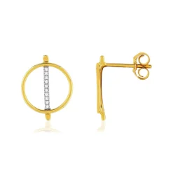 Boucles d'oreilles or 375 2 tons diamants