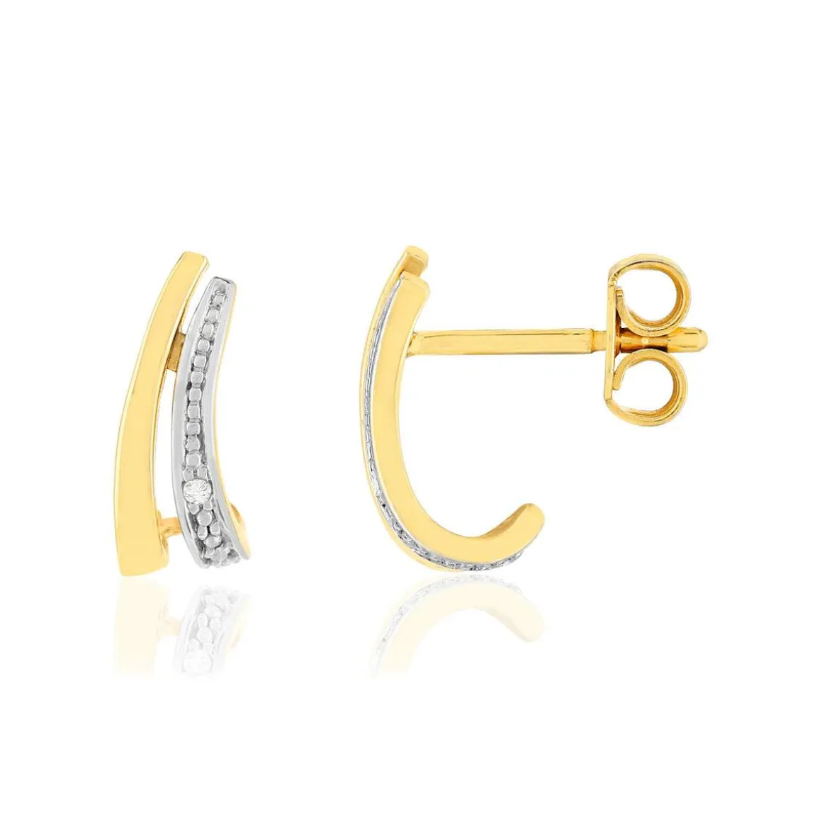 Boucles d'oreilles or 375 2 tons diamants