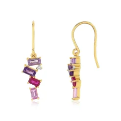 Boucles d'oreilles or 375 2 tons diamants pierres fines et précieuses