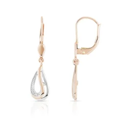 Boucles d'oreilles or 375 2 tons dormeuses diamants