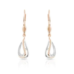 Boucles d'oreilles or 375 2 tons dormeuses diamants