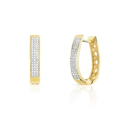 Boucles d'oreilles or 750 2 tons dormeuses diamants