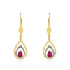 Boucles d'oreilles or 750 2 tons dormeuses rubis taille poire et diamants