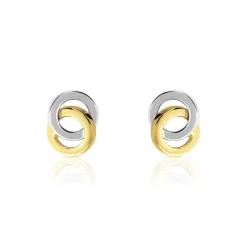 Boucles d'oreilles or 375 2 tons entrelacées