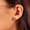 Boucles d'oreilles or 375 2tons fleur rubis et diamants