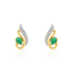 Boucles d'oreilles or 750 2 tons émeraudes et diamants