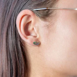 Boucles d'oreilles or 375 2 tons émeraudes