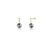 Boucles d'oreilles or 750 2 tons pendants perles de culture de Tahiti et diamants