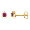 Boucles d'oreilles or 375 2 tons rubis et diamants