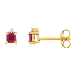 Boucles d'oreilles or 375 2 tons rubis et diamants