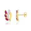 Boucles d'oreilles or 375 2 tons rubis