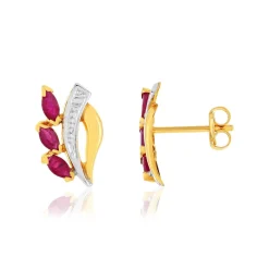 Boucles d'oreilles or 375 2 tons rubis