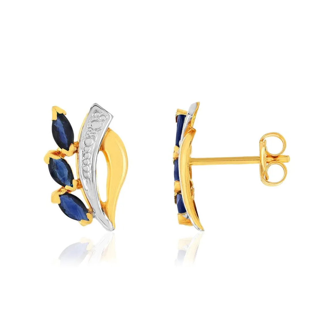 Boucles d'oreilles or 375 2 tons saphirs