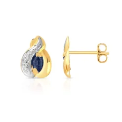 Boucles d'oreilles or 750 2 tons saphirs navettes