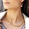 Boucles d'oreilles pendant acier doré