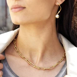 Boucles d'oreilles pendant acier doré