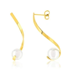 Boucles d'oreilles pendant acier doré