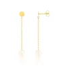 Boucles d'oreilles pendantes or jaune 375, perles de culture de Chine forme poire.