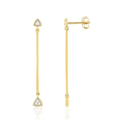 Boucles d'oreilles pendantes or 375, 2 tons, diamants.