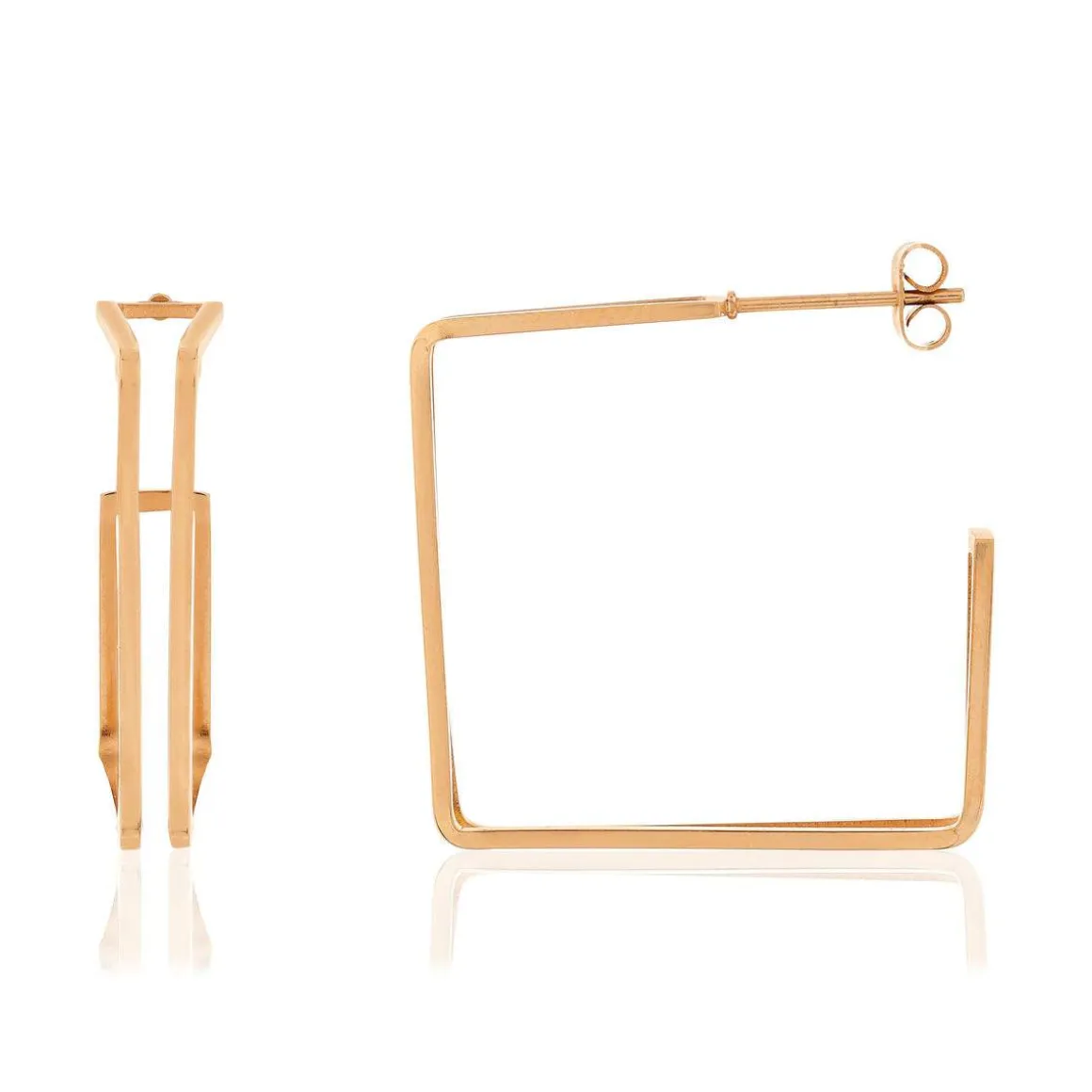 Boucles d'oreilles pendants acier rose