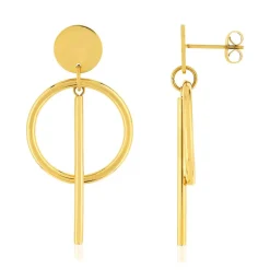 Boucles d'oreilles pendants acier doré