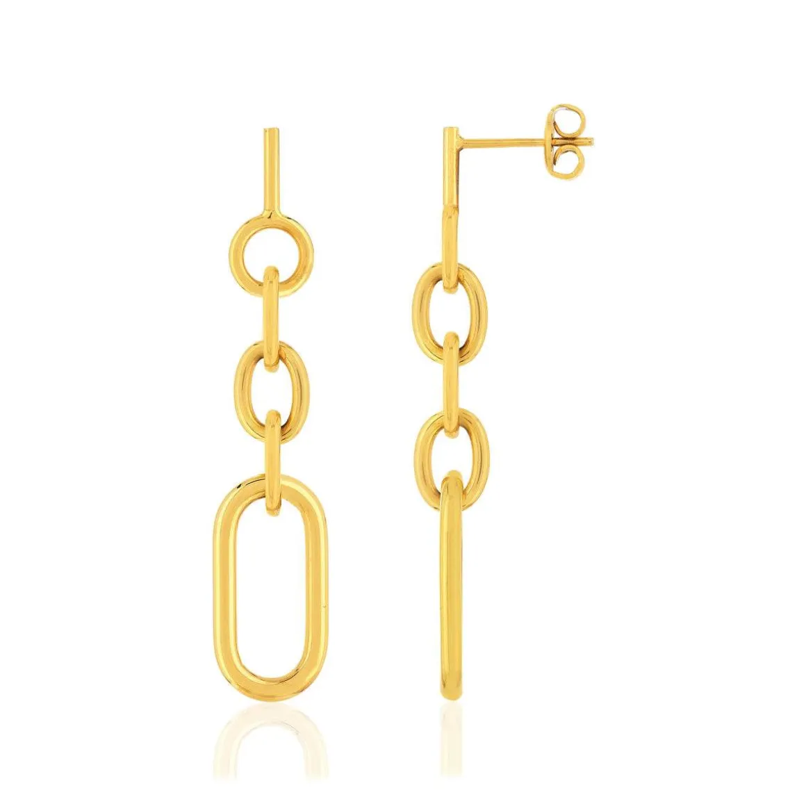 Boucles d'oreilles pendants acier doré
