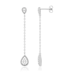 Boucles d'oreilles pendants argent 925 zirconias en forme de goutte