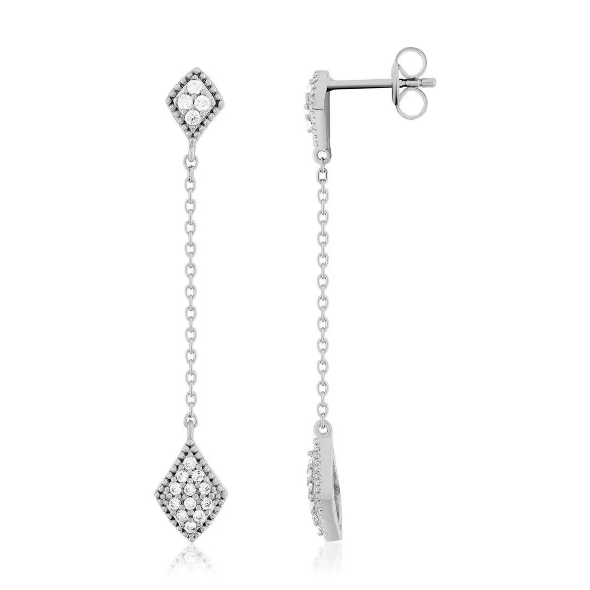 Boucles d'oreilles pendants argent 925 zirconias forme de goutte