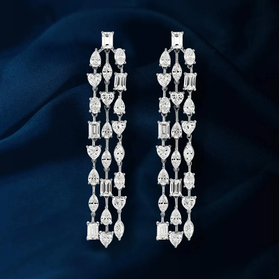 Boucles d'oreilles pendants argent 925 zirconias.
