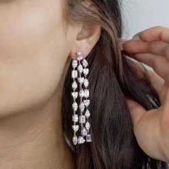 Boucles d'oreilles pendants argent 925 zirconias.