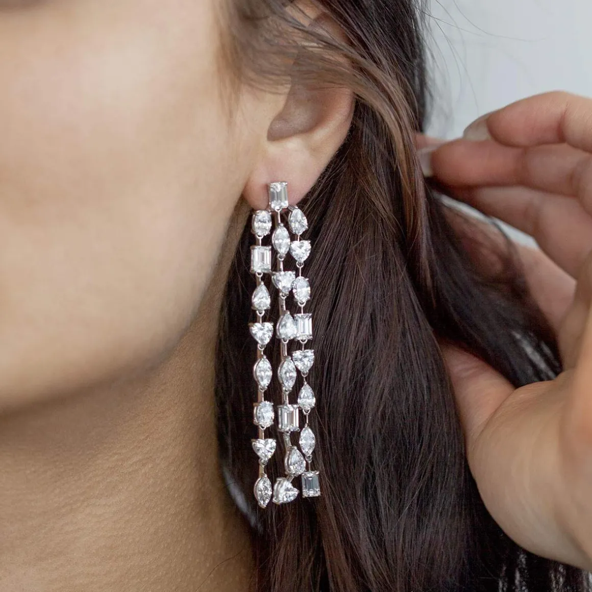 Boucles d'oreilles pendants argent 925 zirconias.