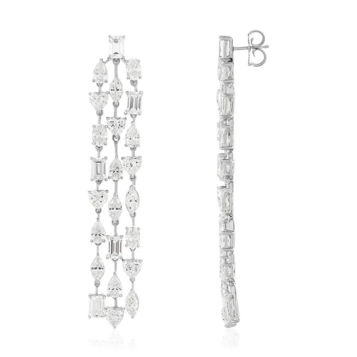Boucles d'oreilles pendants argent 925 zirconias.