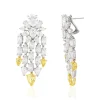 Boucles d'oreilles pendants argent 925 zirconias jaune et blanc