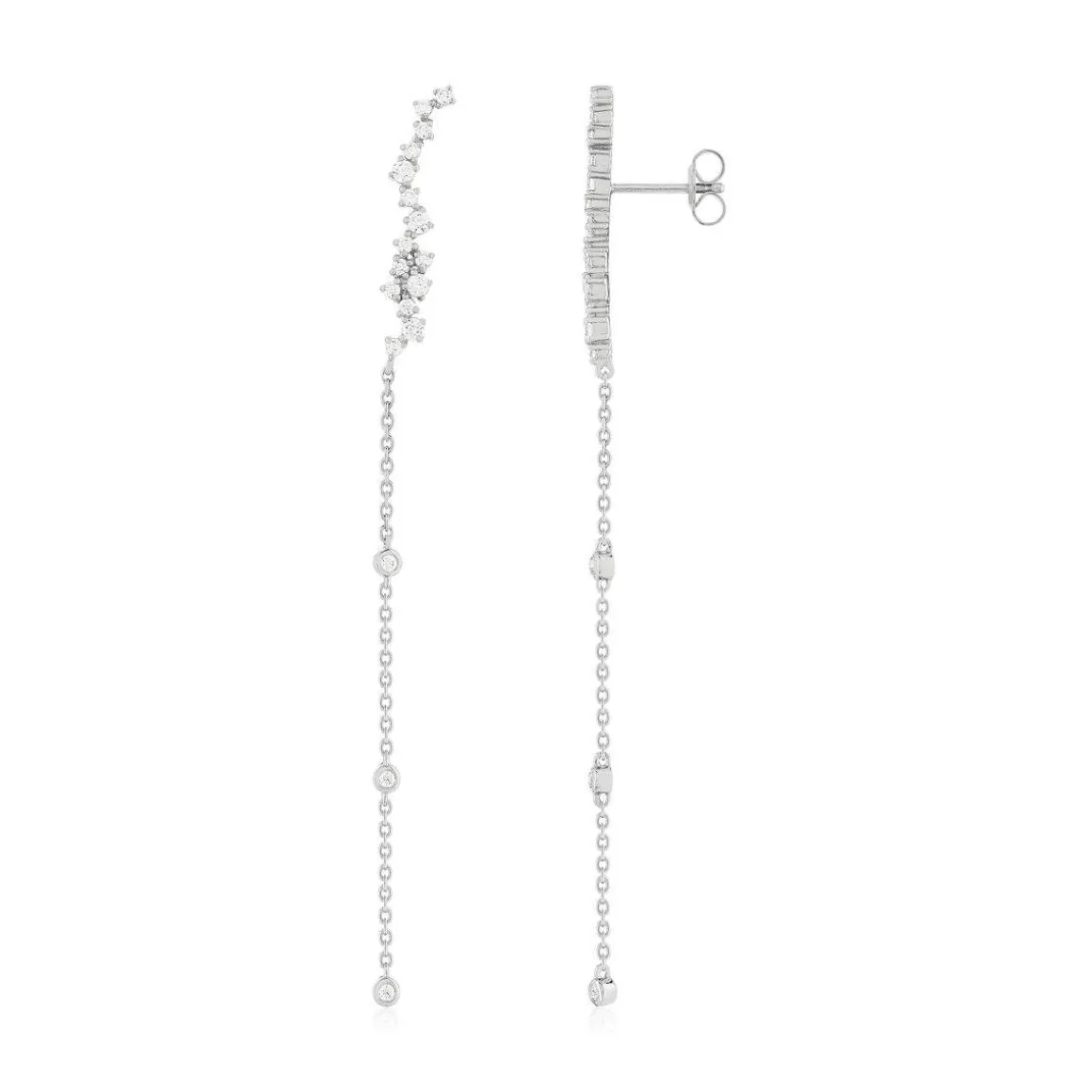 Boucles d'oreilles pendants argent 925 et zirconias