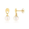 Boucles d'oreilles pendants or jaune 375, perles de culture de Chine.