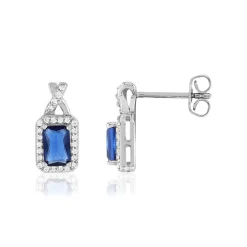 Boucles d'oreilles pierres imitation bleues zirconias