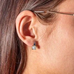 Boucles d'oreilles plaqué or agates zirconias