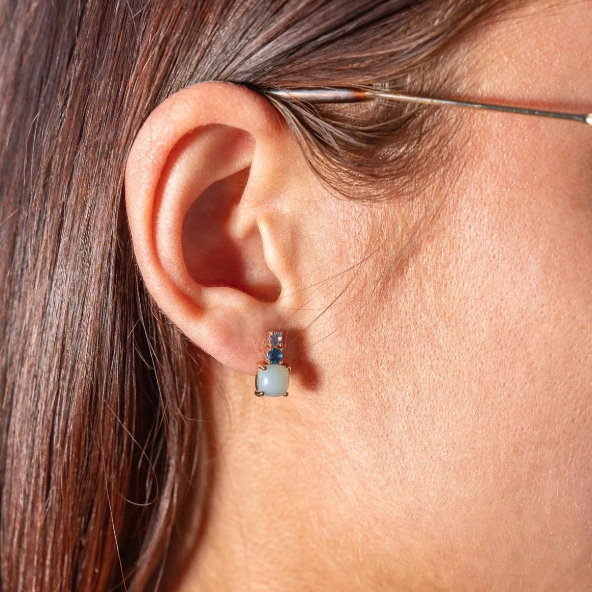 Boucles d'oreilles plaqué or agates zirconias